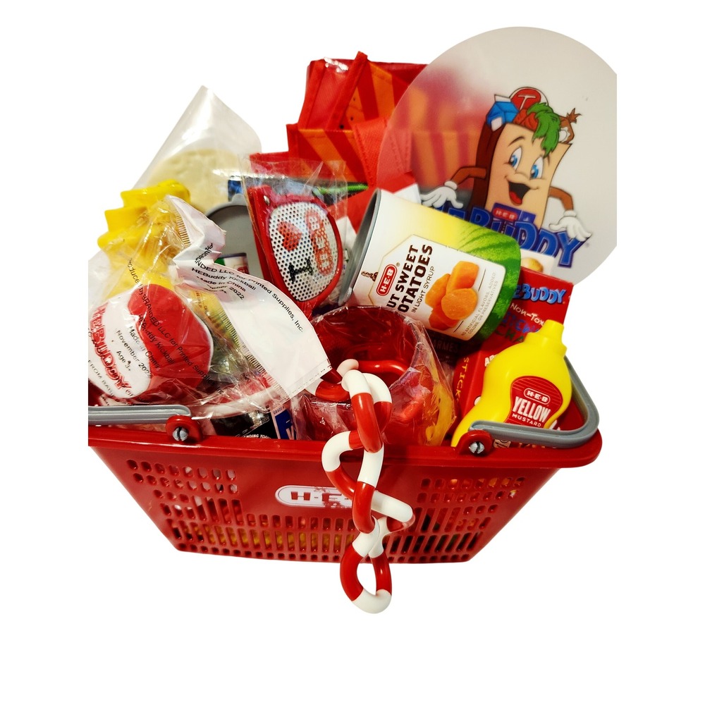 HEB H-E-Buddy Play Food Grocery Basket Set Texas Shopping Toys Accessories Lot